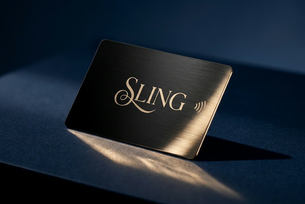 Carte SLING métal acier brossé